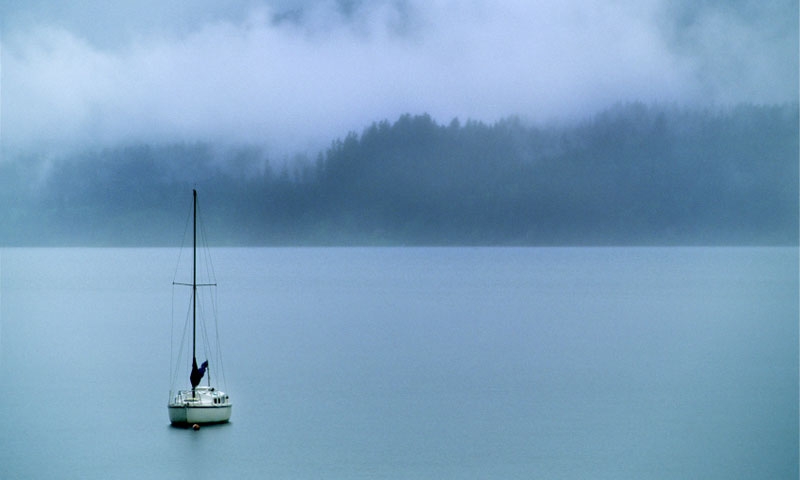 Sailboat on Lake Quinault in Olympic National Park